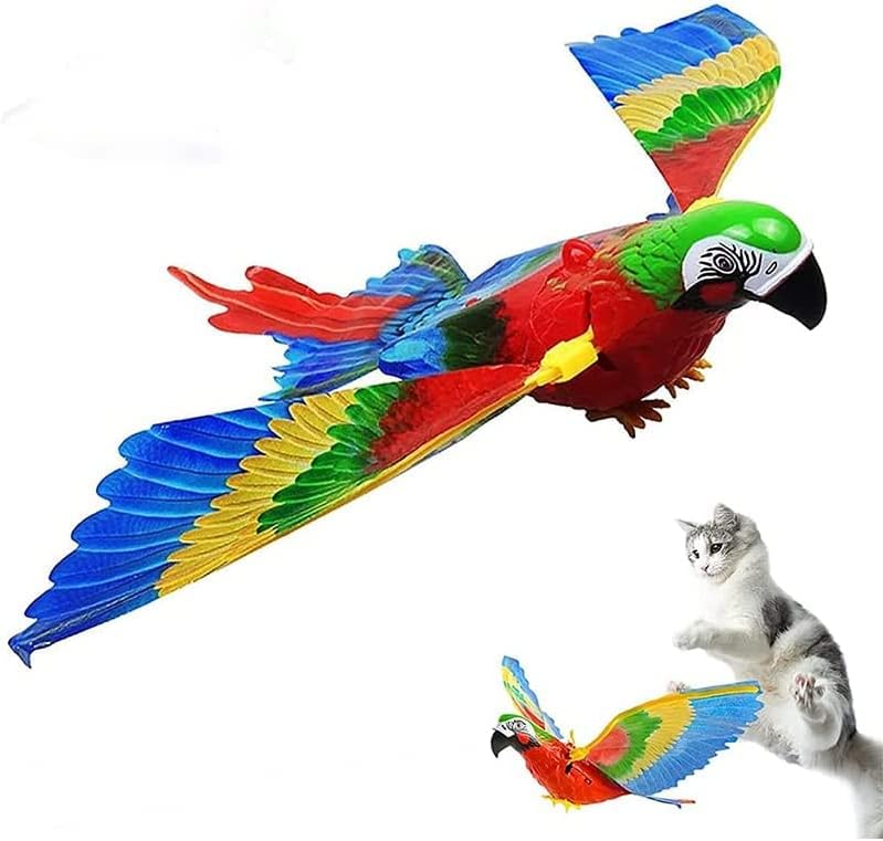 WCJJGM Flying Bird Cat Toy, simulação Bird Interactive Cat Toy para gatos internos, brinquedo de pássaro voador elétrico