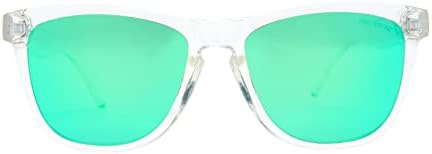PZ - óculos de sol quadrados polarizados de armação clara Mulheres - Proteção UV Lens de espelho de cor de cor de UV