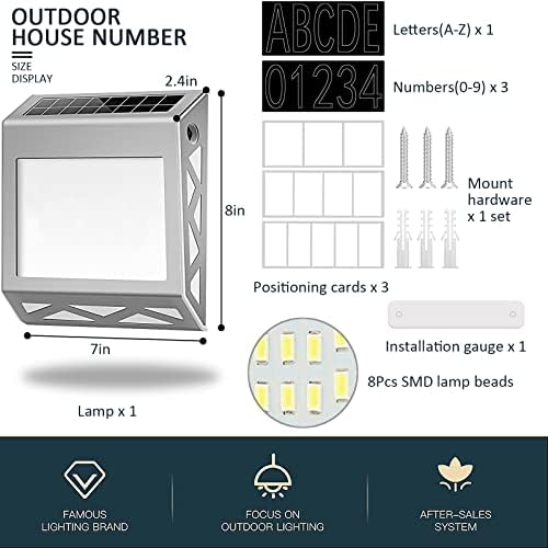 Números da casa Placa de endereço alimentada por energia solar, números de casa à prova d'água de 6500k LED brancos