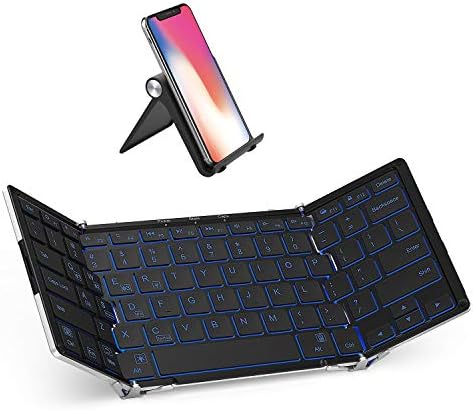 teclado de backlight de backlor de 3 cores, teclado dobrável de vários dispositivos Bluetooth 5.1 com base de liga de alumínio para