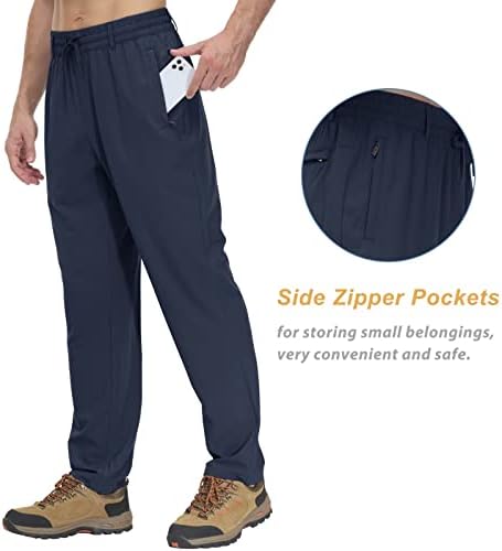 Calça masculina de kefitevd com bolsos leves calças de soletas elásticas da cintura elástica para corrida de caminhada