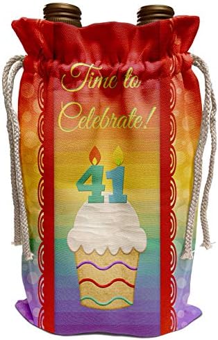 3drose Beverly Turner Aniversário Convite Design - Cupcake, Number Velas, Time, Celebrate 41 anos Convite - Bolsa de vinho