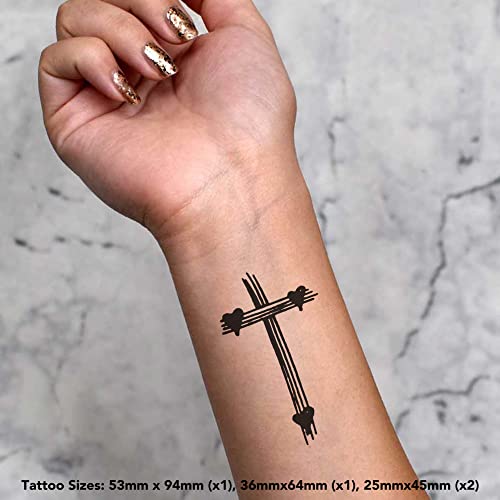 4 x 'Cross Cruz' Tatuagens Temporárias