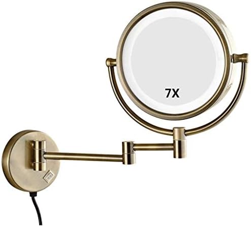 Espelho de vaidade de zaahh, espelho de maquiagem espelho espelho LED LED Iluminado Montagem de 7x Grinação de 7x de 360 ​​° Glista de banheiro extensível espelho cosmético