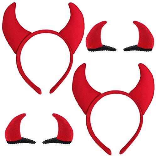Halloween Devil Band Horns Horns Clips Hair Band Red Devils Ears Barrettes Mulheres Devil Hair Band Hair Hoop Party