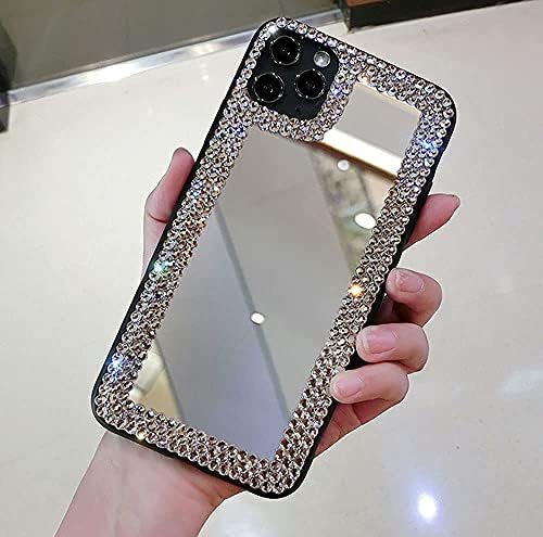 Poowear para iPhone 13 Pro Case 3D Glitter Sparkle Bling Mirror Case Luxury Crystal Shiny Crystal Rhinestone Diamond Bumper Clear Protective Case para mulheres para iPhone 13 Pro 6.1