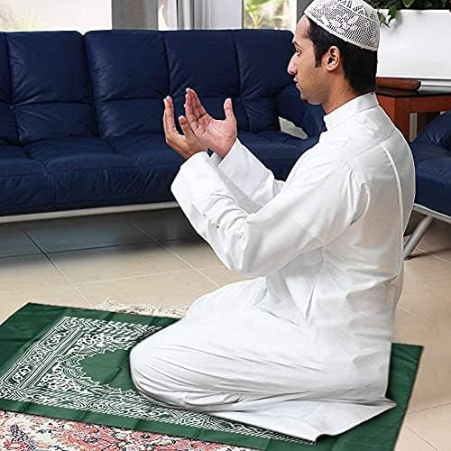 Tapete de oração de viagens de hitopin, 60 cm*100 cm de tapete de oração, tapete de oração por portátil de poliéster com bússola, tapete de oração à prova d'água islâmica, tapete de oração muçulmano, para presentes do Ramadã, oração islâmica