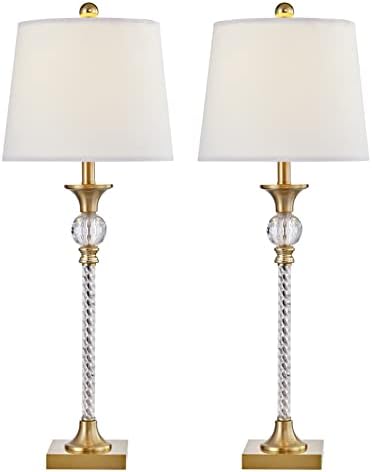 Lâmpadas de mesa de cristal Maxax Conjunto de 2 para sala de estar, lâmpadas de buffet de ouro de 29,5