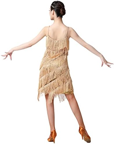 Vestido feminino do flapper 1920s Taquela de lantejoul Latin Party Cocktail Ballroom Dance Costum vintage Fringe Gatsby Dress