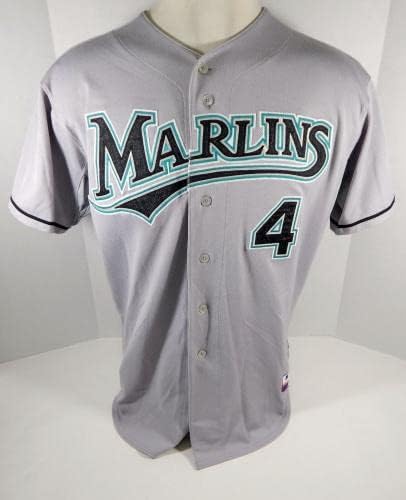 2011 Florida Marlins Kevin Mattison #4 Game usou Grey Jersey AFL DP07245 - Jogo usou camisas MLB