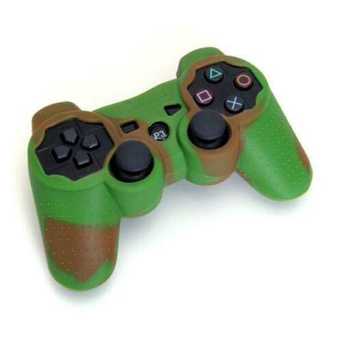DHT Camuflage Silicone Case Case Skin for PS3 Controller Green com café