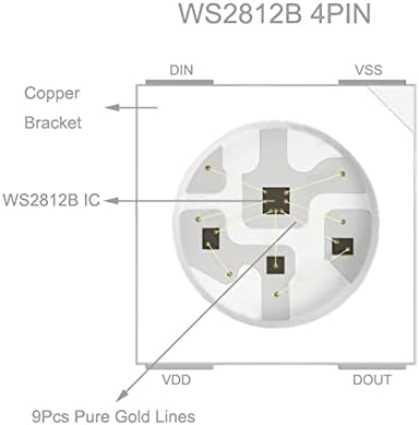 Vrabocry 100pcs ws2812 5050 rgb chip led ws2812 pixels de pixels individualmente endereçáveis ​​WS2811 IC PCB branco embutido DC5V