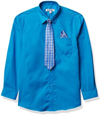 Camisa de botão de manga comprida de Axny Boys com gravata e conjunto de combo quadrado de bolso