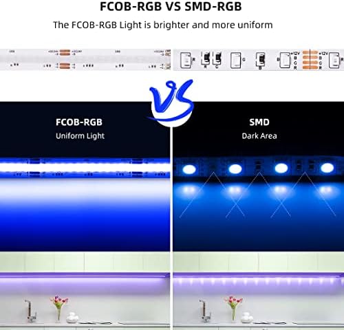 BTF FCOB COB RGB RGB Bluetooth Music App Kit de luzes de tira LED 840LEDS/m 16,4ft 10mm Largura Alteração de cor Fita LED para quarto,