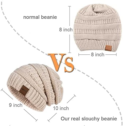 Girinhos femininos para o inverno 3 pacote, gorros desleixados para mulheres de malha de grandes dimensões quentes, chapéus