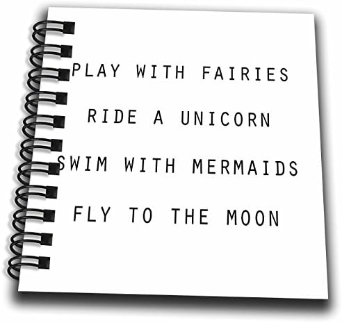 3d Rose Play With Fairies Ride a Unicorn Swim com sereias voando para a lua mini bloco de notas