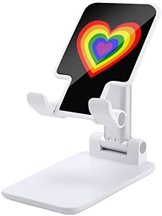 LGBT Rainbow Heart dobrável telefone celular Stand Ajuste Ajuste do comprimido para casa de desktop de desktop no estilo branco