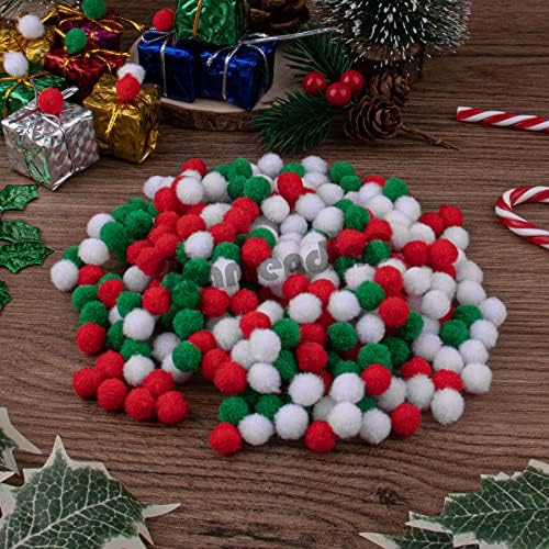 Framendino, 600 pacote de Natal Pom Pom Poms mini fofas de pom pom pompoms Glitter Craft for Christmas DIY em casa decorações