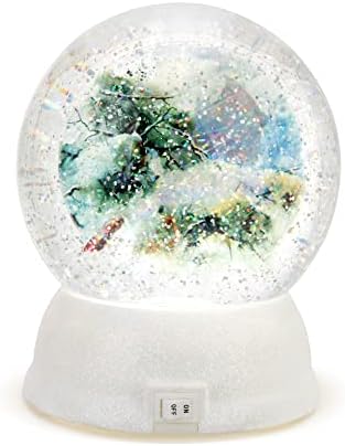 Demdaco neve fosco cardeal aquarela liderada 6 x 4,5 resina globo de neve de natal