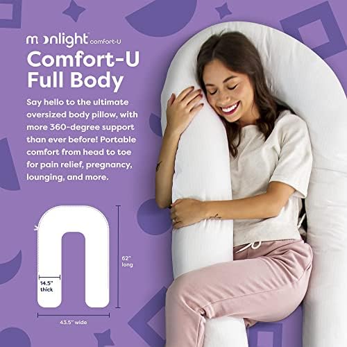 Moonlight Slumber Comfort-U Full Corpy Pillow, Dermaterapy Cover, nunca aglomerados, firme, hipoalergênico