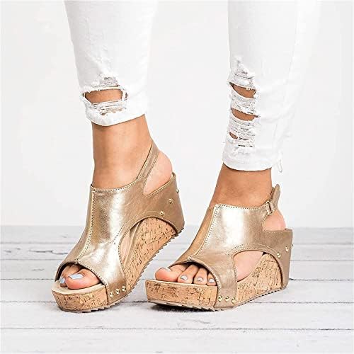 Laebas Melarey Sandálias de cunha do salto médio, camurça feminina de verão sandálias de dedão do pé, sandálias