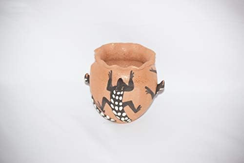Mica de argila enrolada à mão tradicional Acoma Pueblo Berâmica de aro com um design exclusivo de lagarto multidimensional