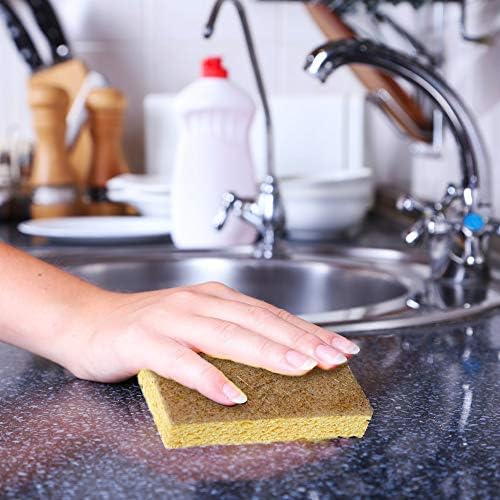 Esponja ecológica biodegradável para a cozinha | Almofadas de esfoliação de esponja naturais para pratos | Esponja não arranhada