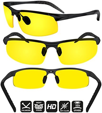Óculos de visão noturna de Blupond para dirigir para homens Mulheres - tonalidade amarela Os óculos de brilho para
