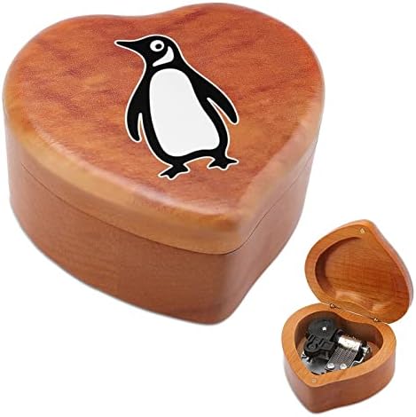 Penguin Wood Music Box Vintage Wind Up Musical Boxes Gift for Christmas Birthday Birthday Dia dos Namorados Coração