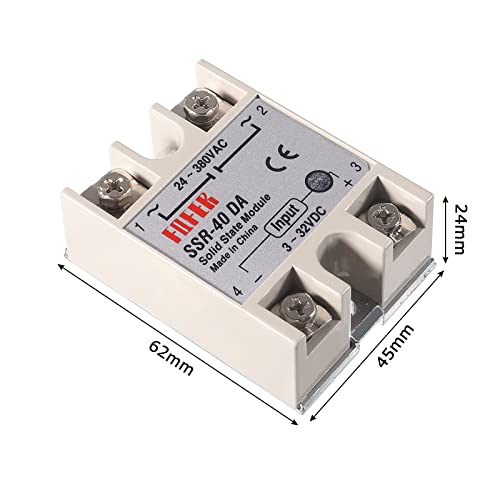 Relé de estado sólido SSR-40DA 40A ENTRADA 3-32V DC DC 24-380V AC com dissipador de calor para controlador de temperatura