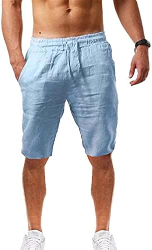 Shorts de linho de algodão masculinos de verão beuu
