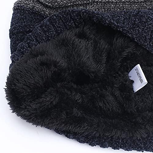 Girados unissex de retalhos de inverno Warm grossa grossa chapéus com nervuras frias de lã de lã de lã ladeada para mulheres