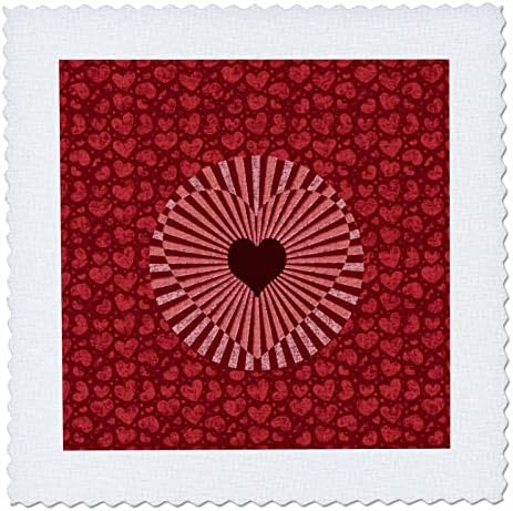 Imagem 3drose de ilustração optital do coração no fundo do coração, vermelho e. - Quilt quadrados