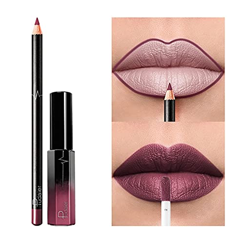 Batom fosco de brilho labial + revestimento labial para mulheres sexy hidratantes maquiagem duradoura nutrição natural