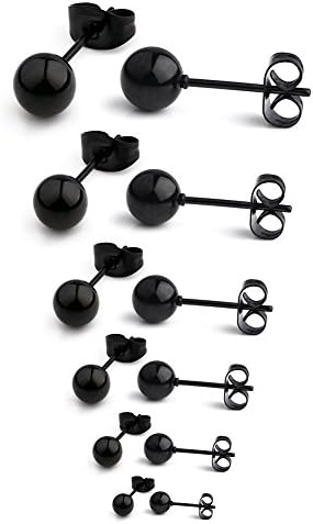 Ruifan 20g Brincos de bola de aço inoxidável para homens Mulheres Rodadas 3-8mm 6Pairs