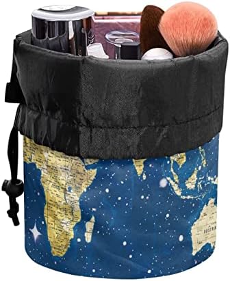 POCEACLES MAPA MAPAGEM MANDO SACO DE COSMETICA PARA MULHERES, Bolsa de maquiagem portátil Saco de maquiagem Bolsa de barril colapsível Bolsa de armazenamento Organizador