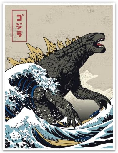 Godzilla Japanese Wave - adesivo de vinil de 12 decalque à prova d'água