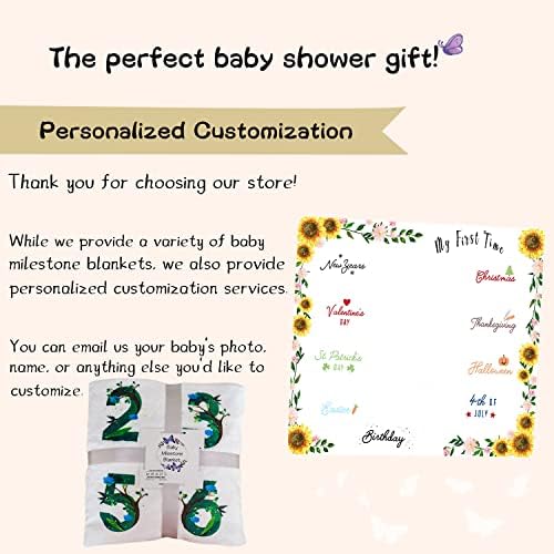 Primeiro Milestone Bobet de Milestone do bebê Qicaiyun - Propções de fotografia para bebê menino e menina girassol Design 60''x40 ''