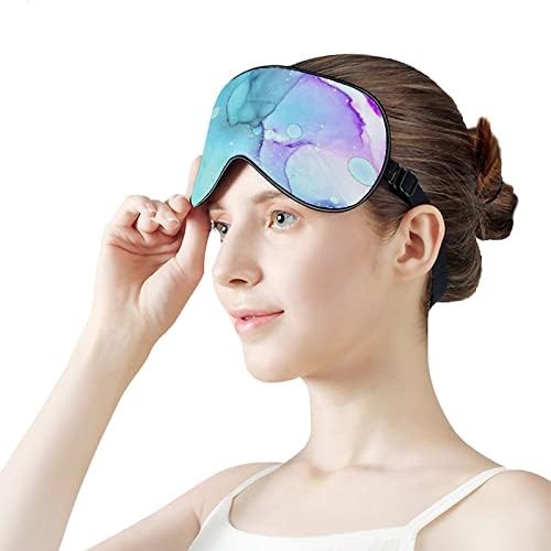 Máscara para os olhos de textura de mármore azul para o bleca -bleca de dormir vendados com cinta ajustável para homens mulheres viajam de ioga na soneca