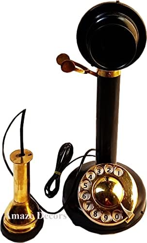 Ama decors de latão antigo American Linefline Telefone Vintage Rotário Dial Candlestick Telefone