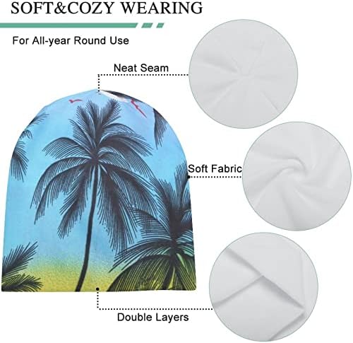 Baikutouan Beach Coconut Tree Print Feanie Hats for Men Mulheres com Design Capulh Cap