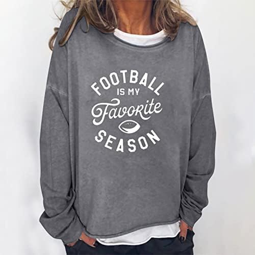Futebol é minha estação favorita blusas para mulheres camisa de manga comprida tops casuais letras imprimir pullover futebol dia