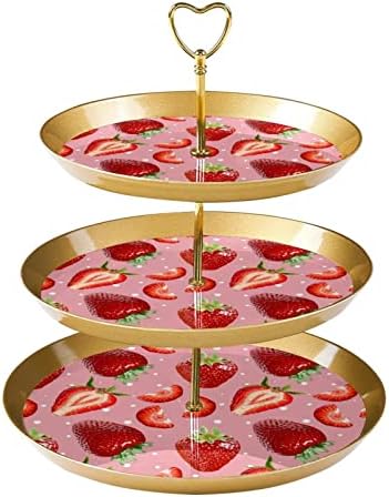 Suporte de bolo, suporte de bolo de festa, bolo significa mesa de sobremesa, padrão de frutas de morango vermelho sem costura