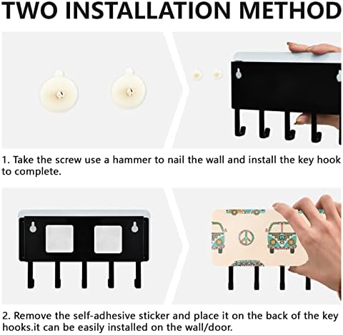 Sinestour Boho Vintage Bus Key Titular para cabide de chave de parede com 5 key ganchos -chave Chave do organizador do rack e suporte