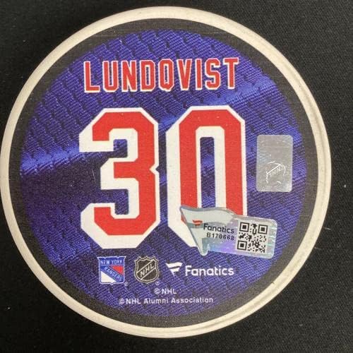 Henrik Lundqvist assinou o jogo de aposentadoria Puck 1/28/22 MSG Rangers Le Fanatics 1 - Pucks autografados da NHL