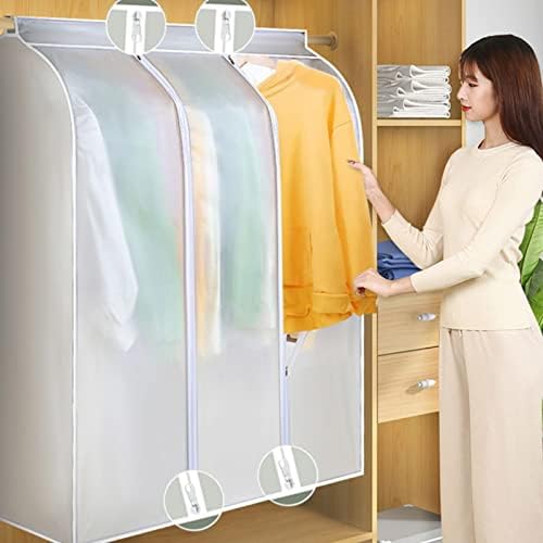 Sacos de armazenamento de roupas grandes pendurados longos com sacos de vestuário com zíper, fechado para armazenamento de armário de roupas de armazenamento de roupas protetor de roupas à prova d'água