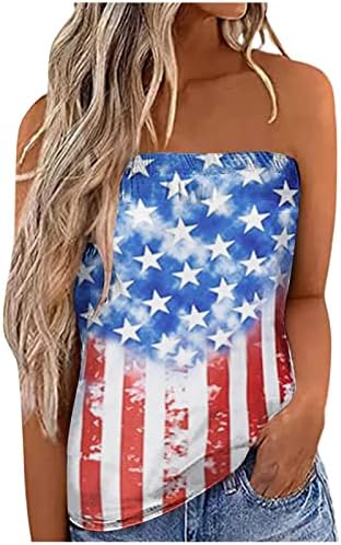 Hoxine American Flag Tube Tubs for Women 4 de julho Strapless Shirts