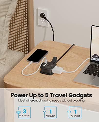 Tira de energia de viagem com portas USB, faixa de potência ultra fina plana, ORICO 2 pontos de venda 3 portas USB, 3,7 pés enrolados