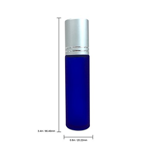 BEATCOM® Glass 10ml ~ 1/3 oz garrafas com tampa de metal, bolas de rolo de aço inoxidável para óleo essencial, aromaterapia,