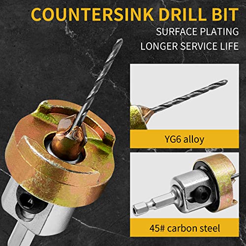 PNBO Countersink Drill Bit, broca de 1/8, broca de 45 balcão de aço, com parada de profundidade de broca ajustável